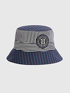 blue premium stripe bucket hat for men tommy hilfiger