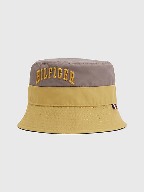 brown reversible logo embroidery bucket hat for men tommy hilfiger