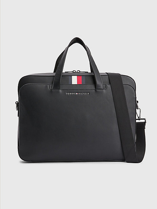 schwarz midtown laptop-tasche mit branding für herren - tommy hilfiger