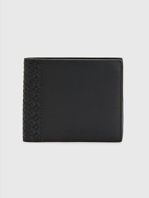 zwart bifold portemonnee met vlagreliëf voor men - tommy hilfiger