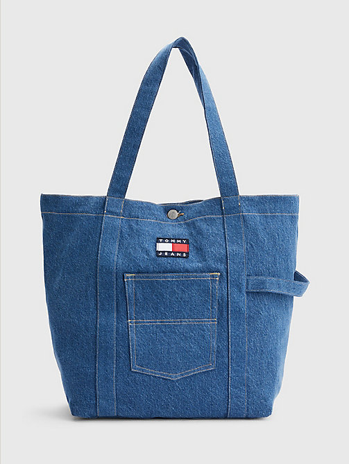 blue large heritage tote for men tommy jeans