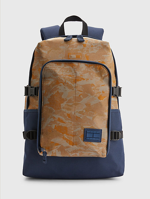beige utility dome print backpack for men tommy jeans