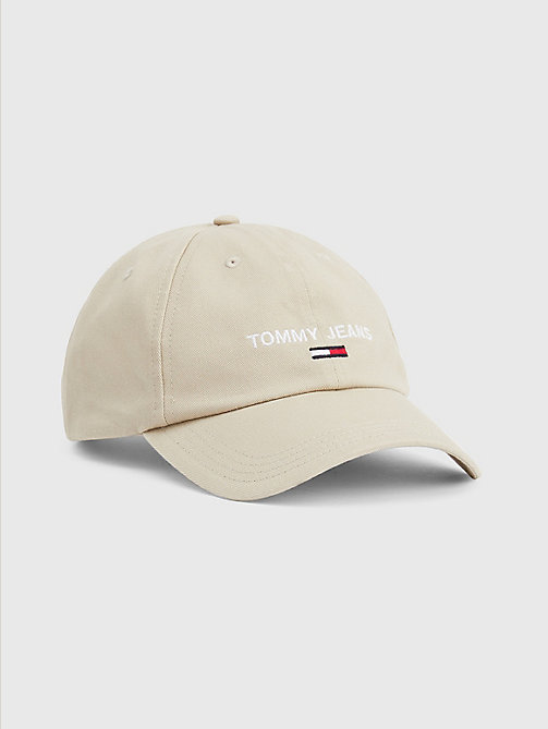 beige logo embroidery cap for men tommy jeans