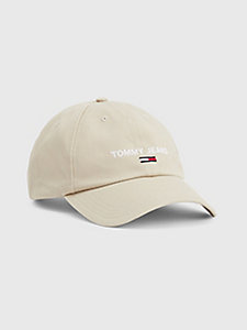 beige logo embroidery cap for men tommy jeans