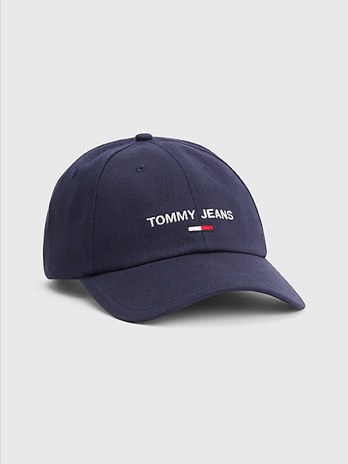 blue logo embroidery cap for men tommy jeans