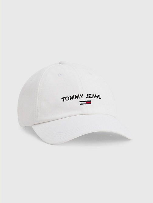 white logo embroidery cap for men tommy jeans