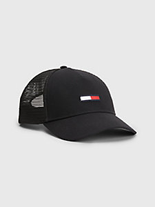 schwarz trucker-cap mit mesh-einsätzen und flag für herren - tommy jeans