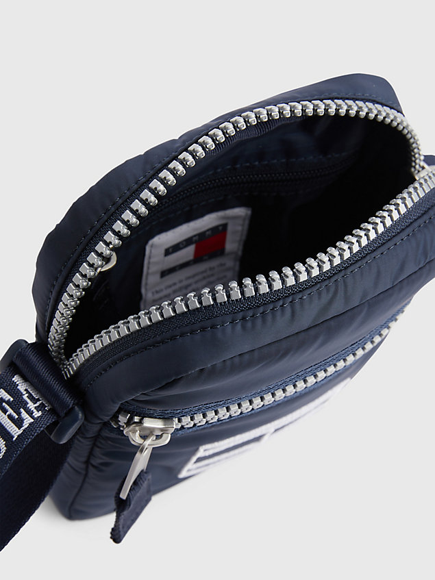 blue heritage logo embroidered reporter bag for men tommy jeans
