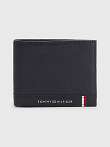 черный компактный бумажник из зернистой кожи для мужчины - tommy hilfiger