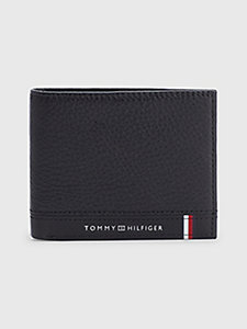 black pebble grain leather small wallet for men tommy hilfiger