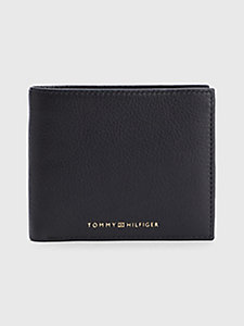 black premium leather bifold wallet for men tommy hilfiger