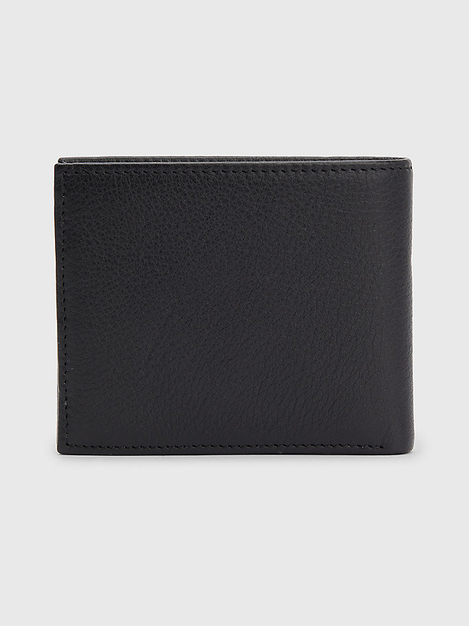 black premium leather small wallet for men tommy hilfiger