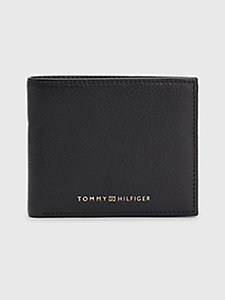 zwart premium kleine portemonnee van leer voor heren - tommy hilfiger