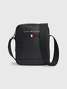 black metal logo adjustable small reporter bag for men tommy hilfiger