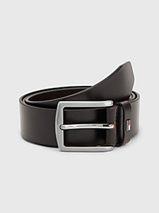 brown denton square buckle leather belt for men tommy hilfiger