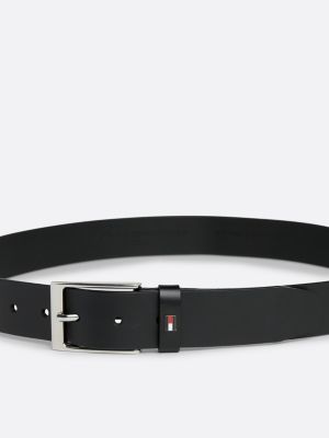 black layton metal flag leather belt for men tommy hilfiger