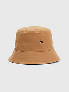 brown essential organic cotton bucket hat for men tommy hilfiger