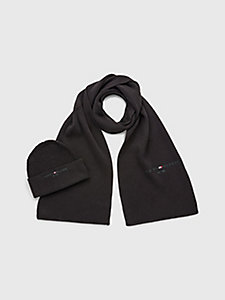 black scarf and beanie gift set for men tommy hilfiger
