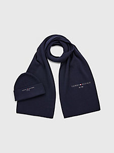 blue scarf and beanie gift set for men tommy hilfiger