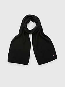 black essential rib-knit scarf for men tommy hilfiger