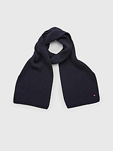 blue essential rib-knit scarf for men tommy hilfiger