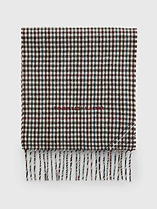 grey 1985 collection signature embroidery wool scarf for men tommy hilfiger