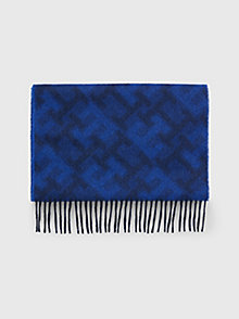blue th monogram cashmere scarf for men tommy hilfiger