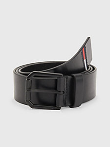 black leather flag roller belt for men tommy jeans