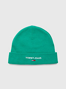green logo rib knit beanie for men tommy jeans