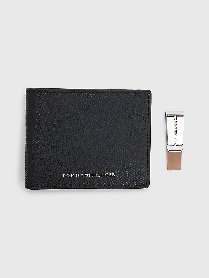 black th business small wallet and money clip for men tommy hilfiger