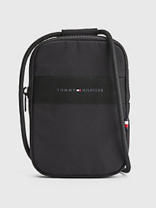 black zipped phone pouch for men tommy hilfiger