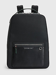 black th business leather backpack for men tommy hilfiger