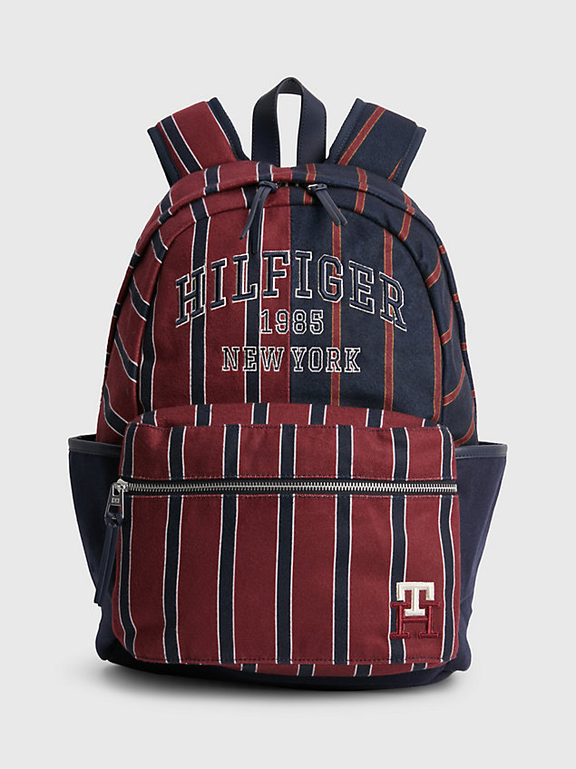 red prep th monogram stripe backpack for men tommy hilfiger
