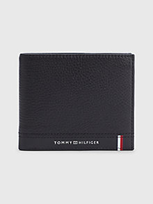 black pebble grain coin and card wallet for men tommy hilfiger