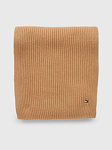 brown rib-knit scarf for men tommy hilfiger