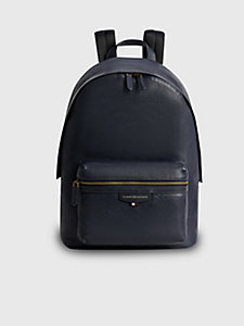 blue premium leather backpack for men tommy hilfiger