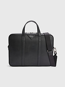 black th modern leather computer bag for men tommy hilfiger