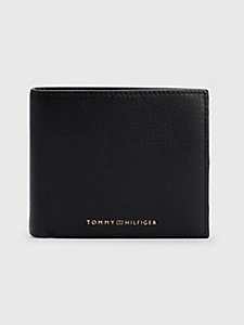 black premium leather bifold wallet for men tommy hilfiger