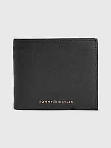 schwarz premium leather bifold-brieftasche für herren - tommy hilfiger