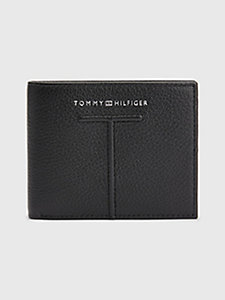 black pebble grain leather mini card wallet for men tommy hilfiger