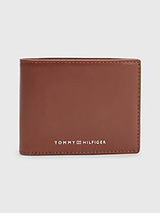 brown th modern small leather wallet for men tommy hilfiger