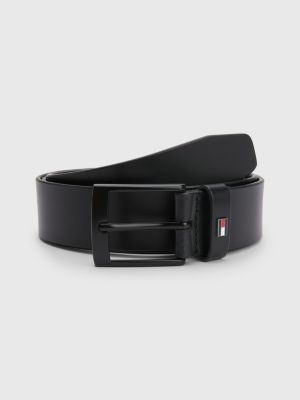 eend halfgeleider langs Adan leren riem | ZWART | Tommy Hilfiger