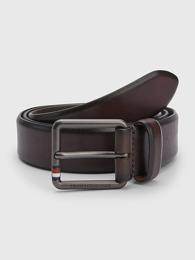 brown casual leather belt for men tommy hilfiger