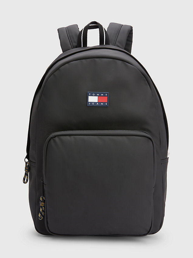 black rubberised badge backpack for men tommy jeans