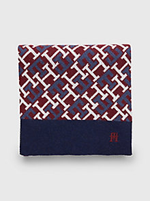 blauw th monogram sjaal met print voor heren - tommy hilfiger