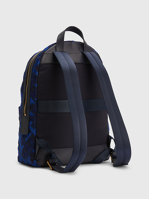blue th monogram dome backpack for men tommy hilfiger