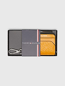 yellow leather small zip-around card holder for men tommy hilfiger