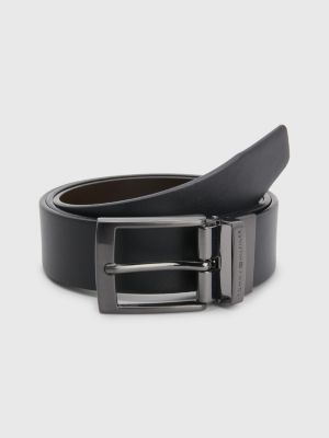 Adan Engraved Logo Reversible Leather Belt | BLACK | Tommy Hilfiger