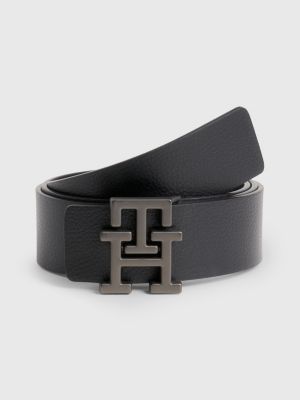 Vete weg Verrijken Reversible leren riem met metalen monogram | ZWART | Tommy Hilfiger