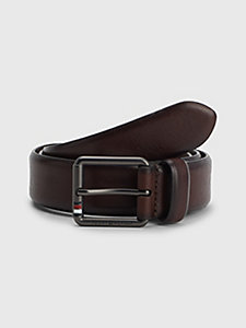 brown logo buckle leather belt for men tommy hilfiger